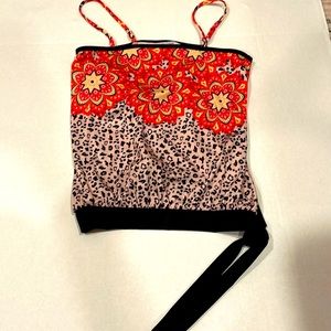 Tankini top swimwear animal leopard print Womens size Large